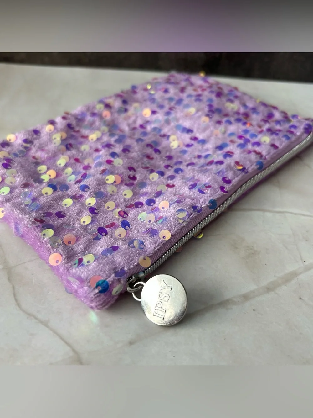 ipsy Purple Sequin Makeup Pouch